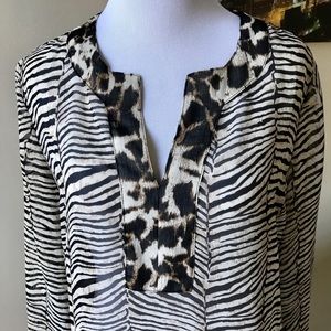 CHICO’S Sheer Animal Print Tunic Blouse/ Top.
